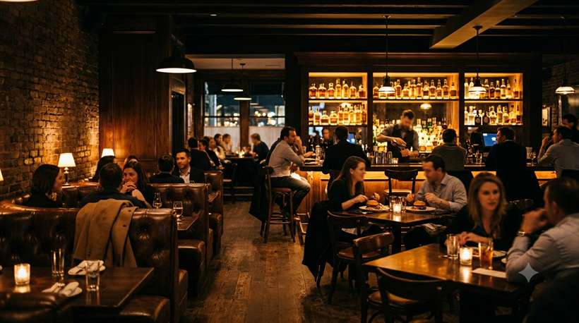 Burger restaurant bar and dining room