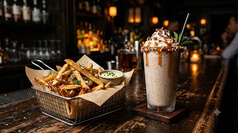 Fries and bourbon milkshake