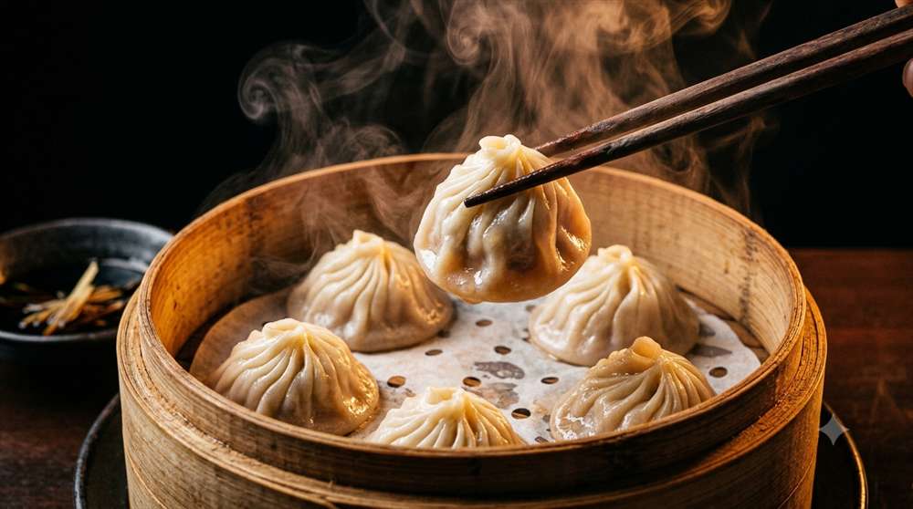 Soup dumplings close-up